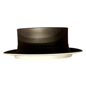 Gravy Boat Attached Underplate Black White Sango Quadrille Japan Dinner READ